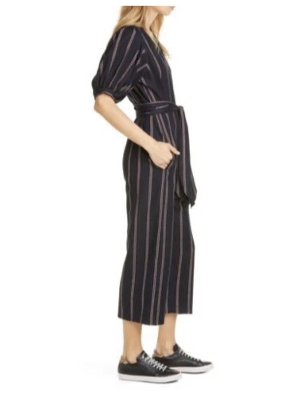 The Great The Homeroom Striped Navy Jumpsuit View 3